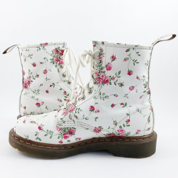 DR. MARTENS Rare Portland Rose Boots 1460 Size 7 - Picture 2 of 12